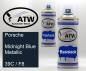 Preview: Porsche, Midnight Blue Metallic, 39C / F8: 400ml Sprühdose + 400ml Klarlack - Set, von ATW Autoteile West.